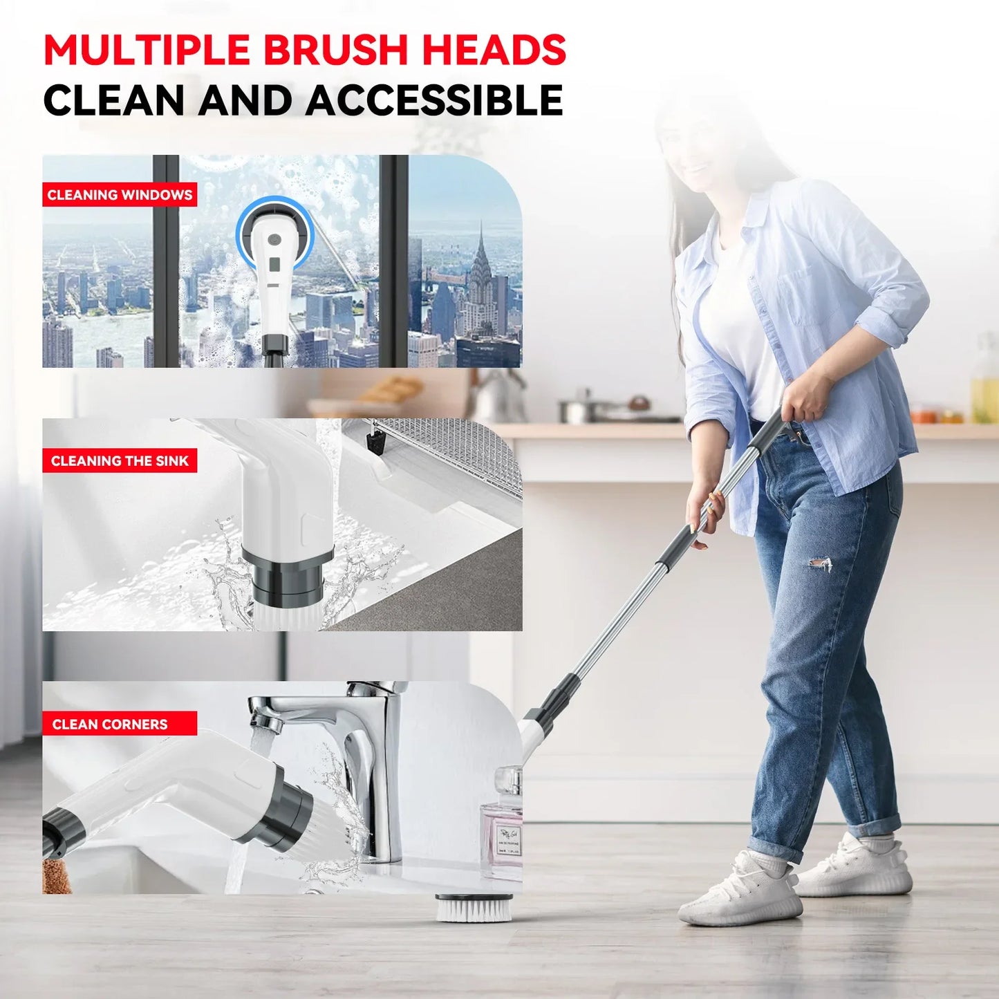 9-In-1 Electric Cleaning Brush Electric Spin Cleaning Scrubber Electric Cleaning Tools Parlour Kitchen Bathroom Cleaning Gadgets