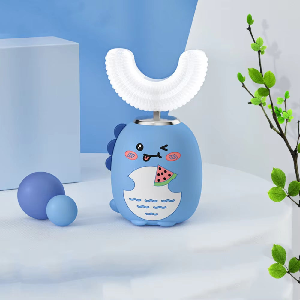 Sonic Silicone Children Electric Toothbrush Smart 360° Cartoon 2-6 Baby Toothbrush Automatic USB Rechargeable U Shape Toothbrush
