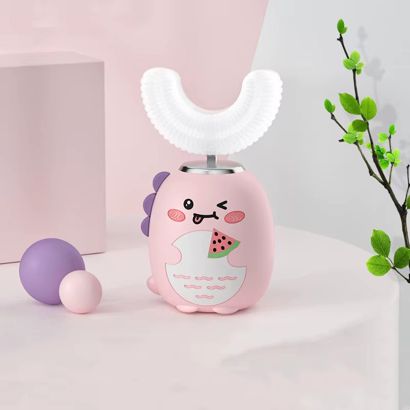 Sonic Silicone Children Electric Toothbrush Smart 360° Cartoon 2-6 Baby Toothbrush Automatic USB Rechargeable U Shape Toothbrush
