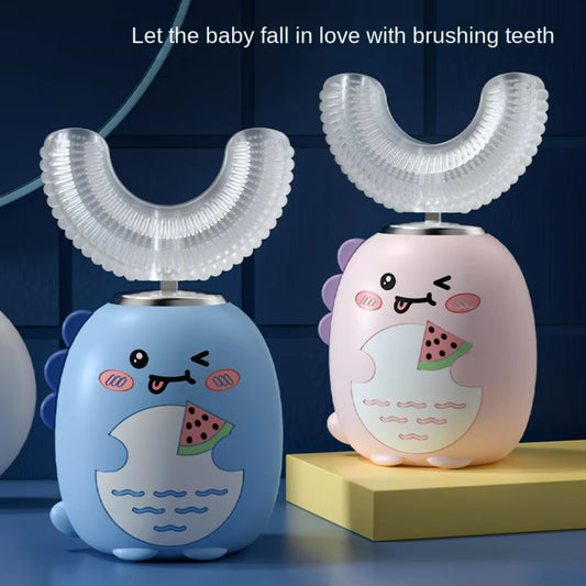Sonic Silicone Children Electric Toothbrush Smart 360° Cartoon 2-6 Baby Toothbrush Automatic USB Rechargeable U Shape Toothbrush