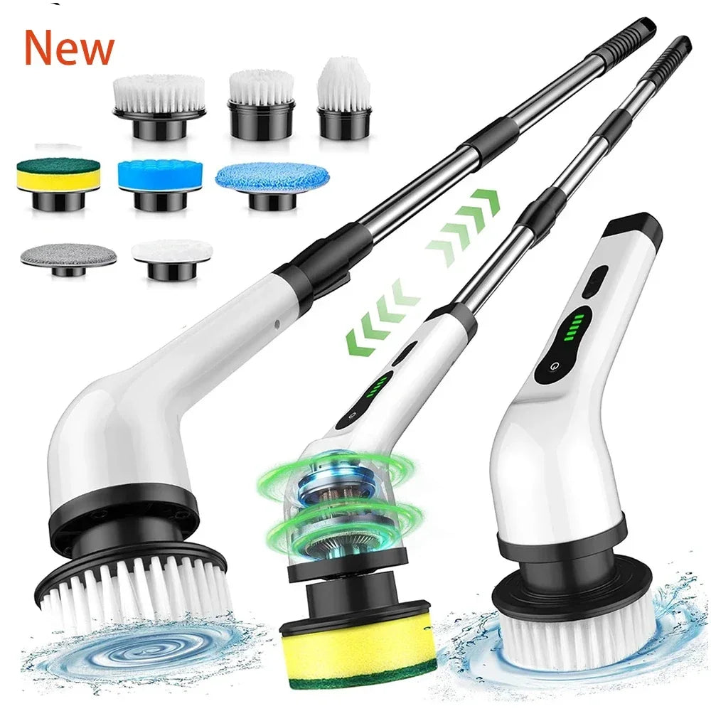 9-In-1 Electric Cleaning Brush Electric Spin Cleaning Scrubber Electric Cleaning Tools Parlour Kitchen Bathroom Cleaning Gadgets