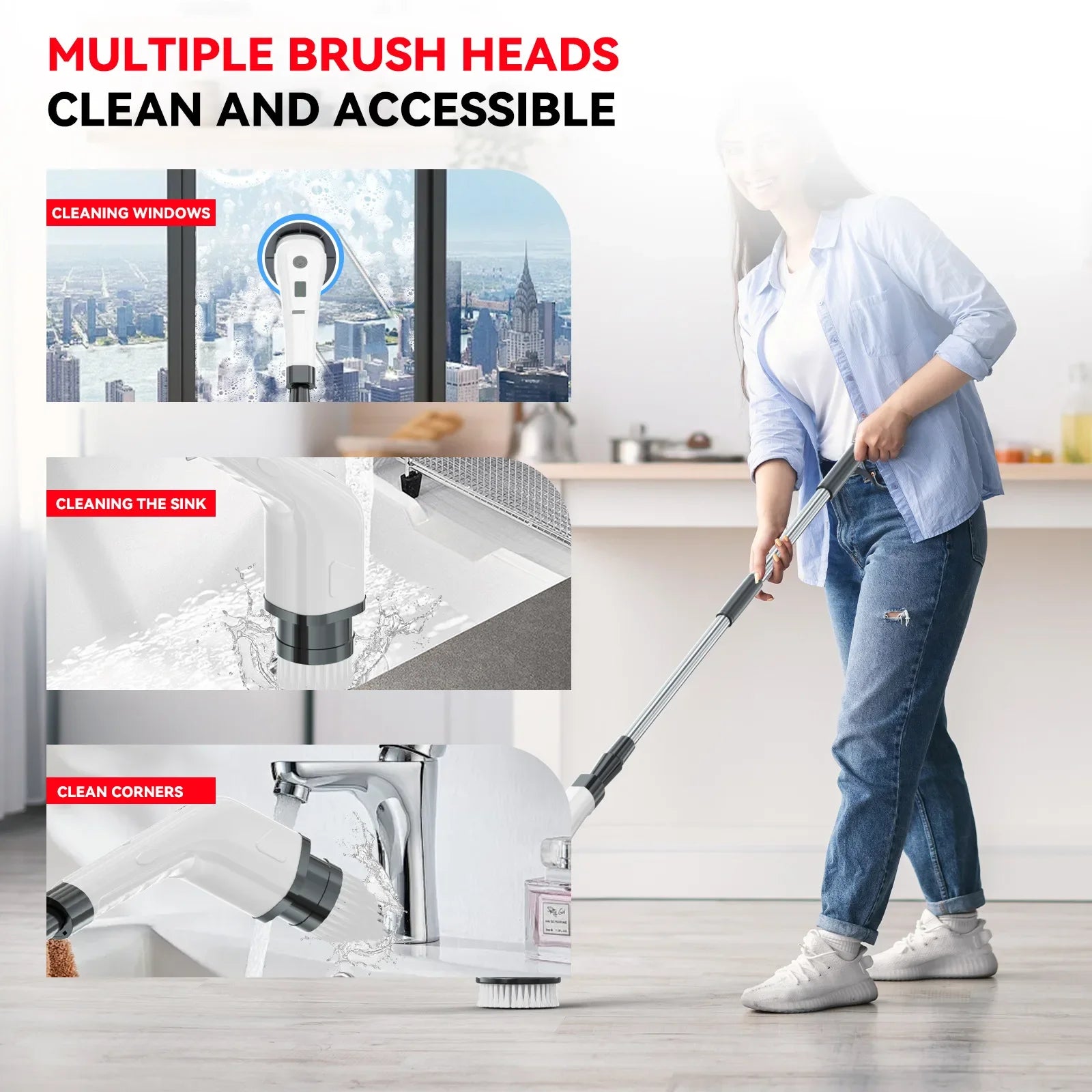 9-In-1 Electric Cleaning Brush Electric Spin Cleaning Scrubber Electric Cleaning Tools Parlour Kitchen Bathroom Cleaning Gadgets