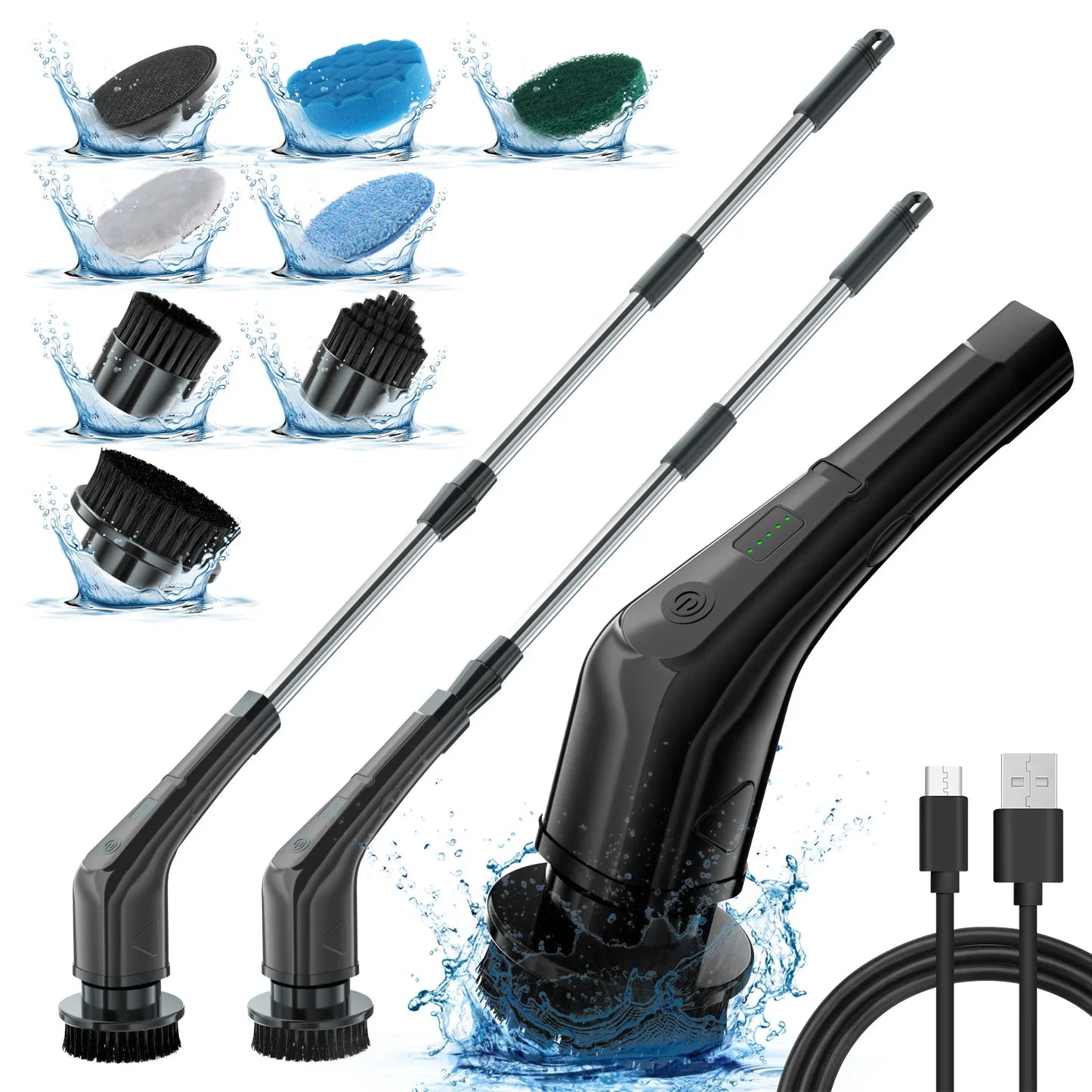 9-In-1 Electric Cleaning Brush Electric Spin Cleaning Scrubber Electric Cleaning Tools Parlour Kitchen Bathroom Cleaning Gadgets