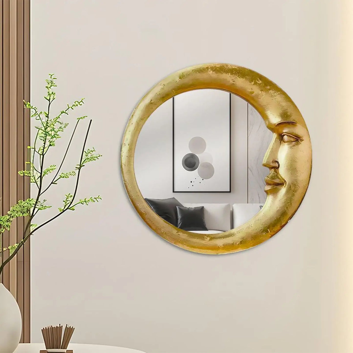Halloween Decor Mirror Retro Bedroom Witch Moon Mirror for Wall Multifunctional Halloween Home Decoration for Bedroom Kitchen