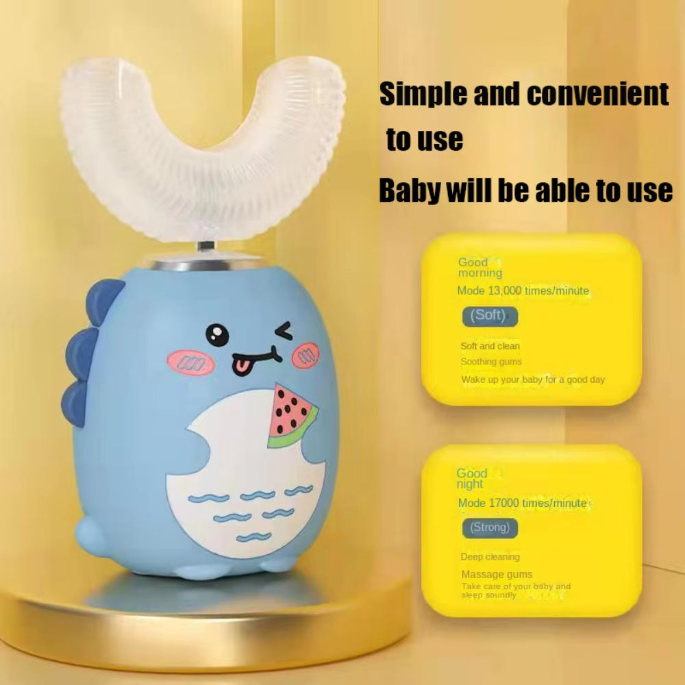 Sonic Silicone Children Electric Toothbrush Smart 360° Cartoon 2-6 Baby Toothbrush Automatic USB Rechargeable U Shape Toothbrush