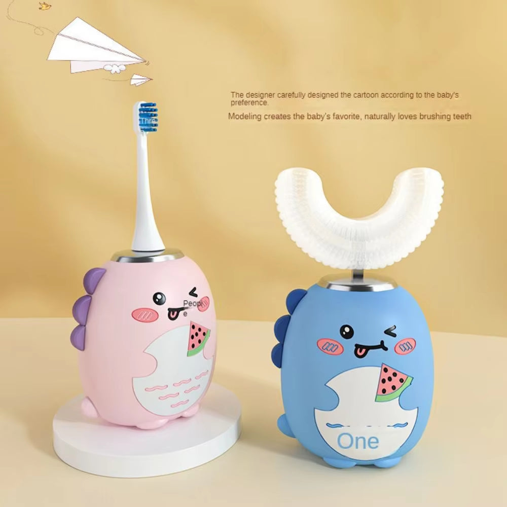 Sonic Silicone Children Electric Toothbrush Smart 360° Cartoon 2-6 Baby Toothbrush Automatic USB Rechargeable U Shape Toothbrush